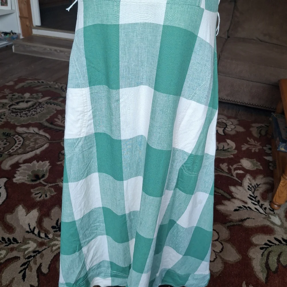 Maeve Anthropology Green and White Checkered Dress Size 10 - Picture 3 of 13